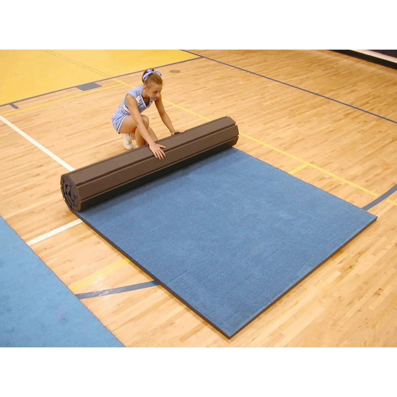 2 x 3 metre Cannons UK Rollaway Gymnastics Wrestling Martial Arts Mat Vinyl Top Blue or Black - Image 4