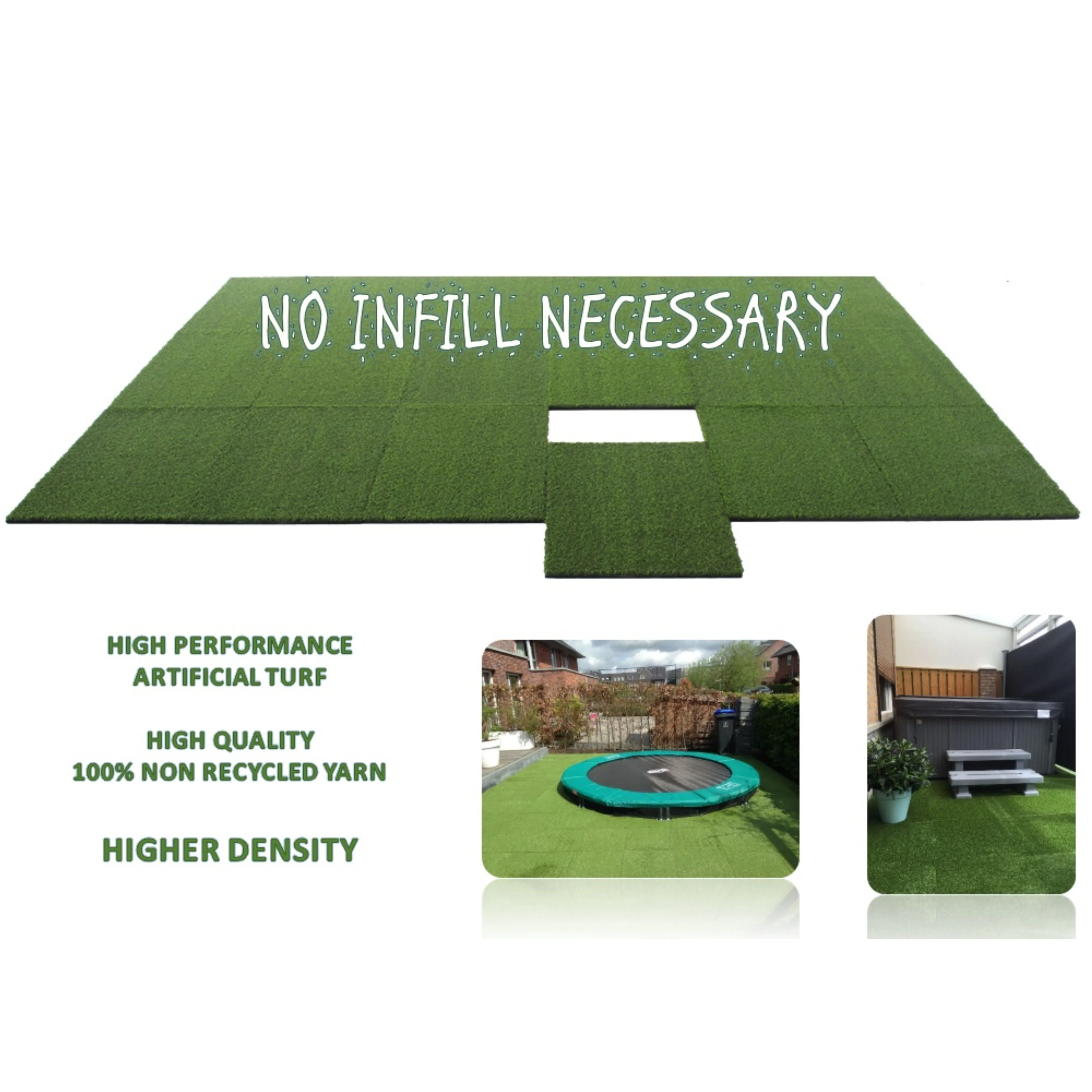 Artificial Grass topped rubber garden floor tiles 2nd edition (Active) 15mm sbr+ 25mm artificial turf - Image 4